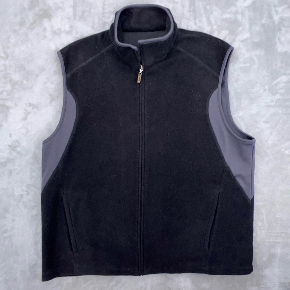 Ping Collection Mens XL Fleece‎ Golf Vest Black Full Zip Mock Neck Sleeveless